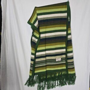 Inka Traditions Baby Alpaca Hand Made in Peru Oversized Scarf Green White 24x64